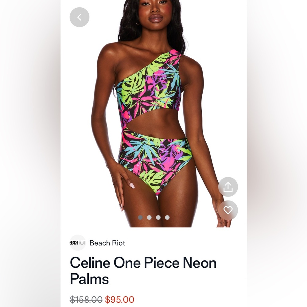 Beach Riot Celine One Piece Neon Palms *NWT*